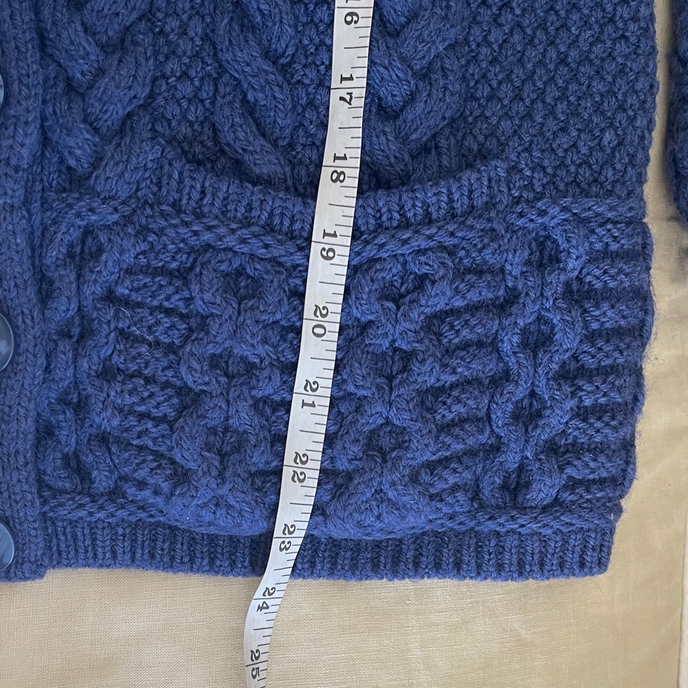 Aran Crafts Deep Blue Cable Knit Cardigan S - Picture 5 of 5